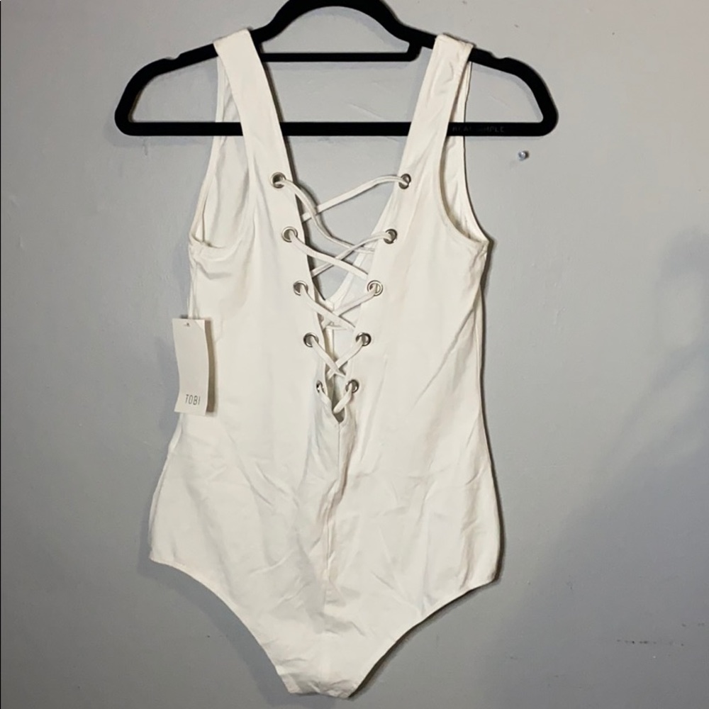 Nasty Gal White Lace-up Bodysuit